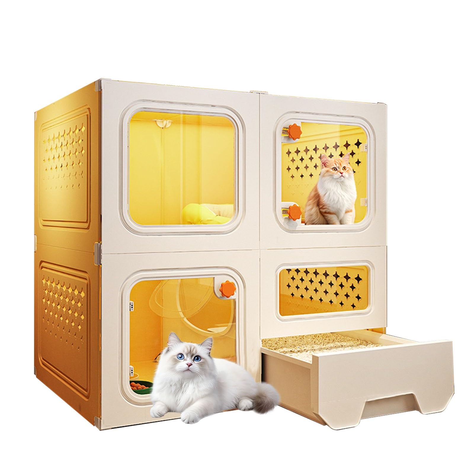 Cage pour chat d'intérieur résistante avec fermetures sécurisées