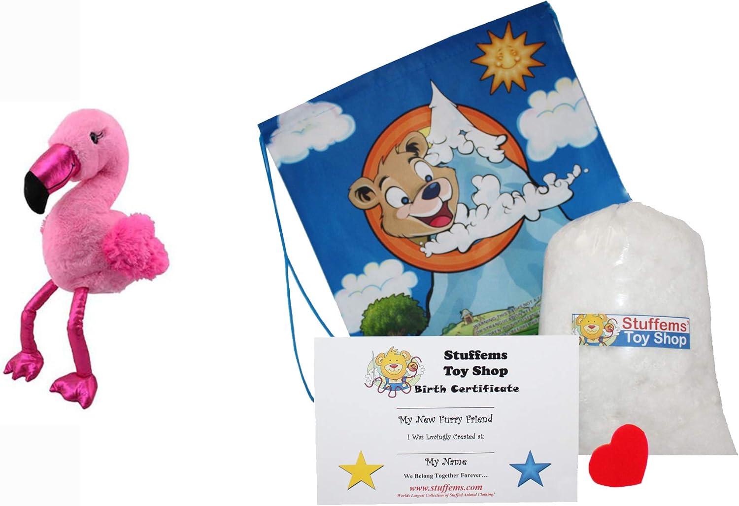 Make Your Own Stuffed Animal Cuddly Soft Cuddly Flo The Flamingo Kit 16"- No Sew - Kit with Cute Backpack!