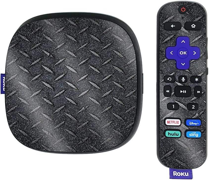 MightySkins Glossy Glitter Skin Compatible with Roku Ultra HDR 4K Streaming Media Player (2020) – Black Diamond Plate | Protective, Durable High-Gloss Glitter Finish | Easy to Apply | Made in The USA