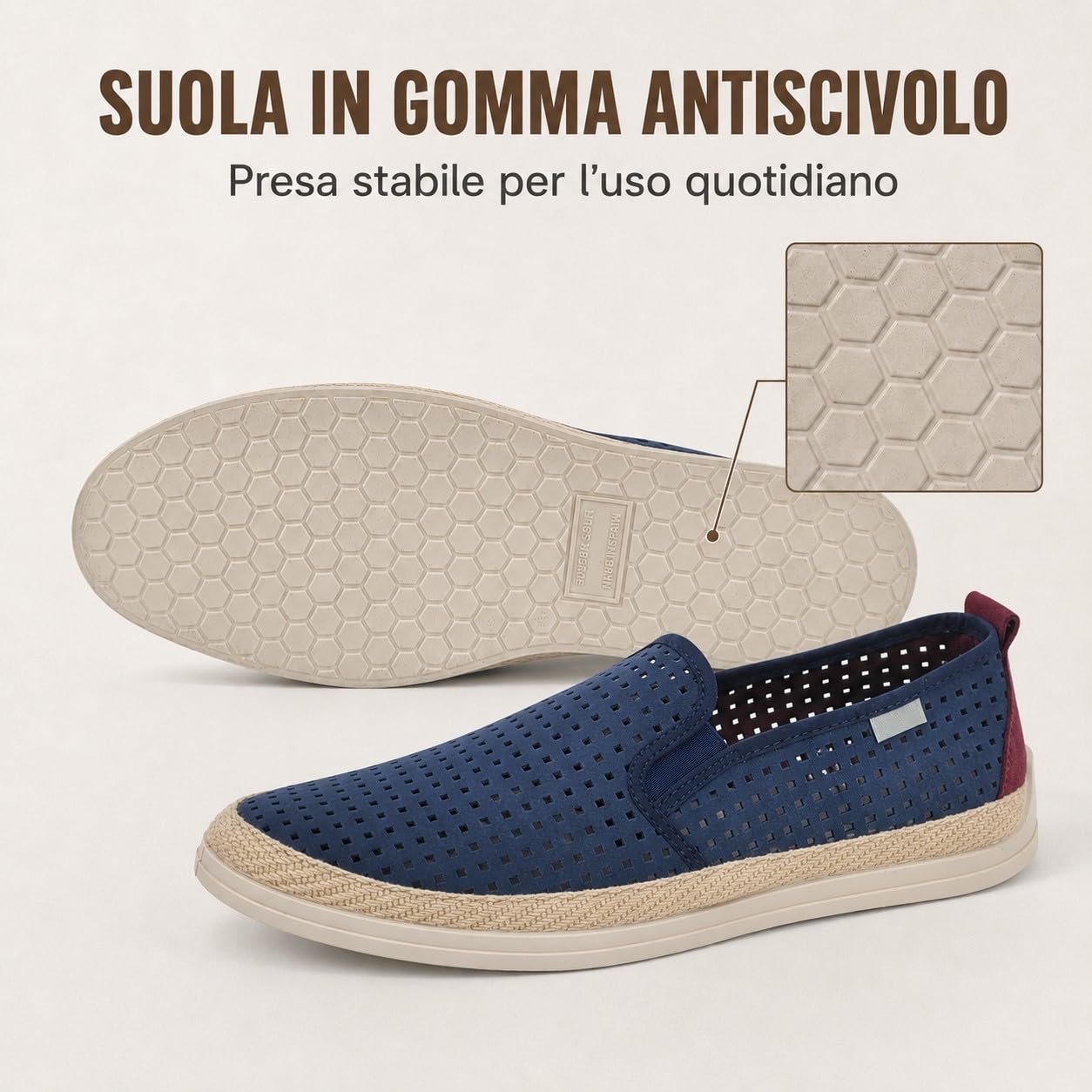 JOMIX Mocassini Uomo Estivi Traforati Scarpe Slip On Uomo Leggere e Traspiranti Casual Senza Lacci con Suola in Gomma Ideali per Estate Made in Spagna