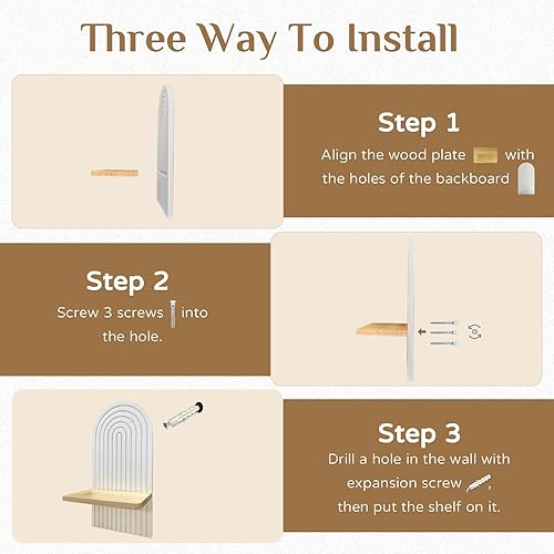 Miniatura 6 de Walasis Estante bohemio para decoración de pared, estantes flotantes bohemios para cuarto de bebé, dormitorio, sala de estar, estante colgante