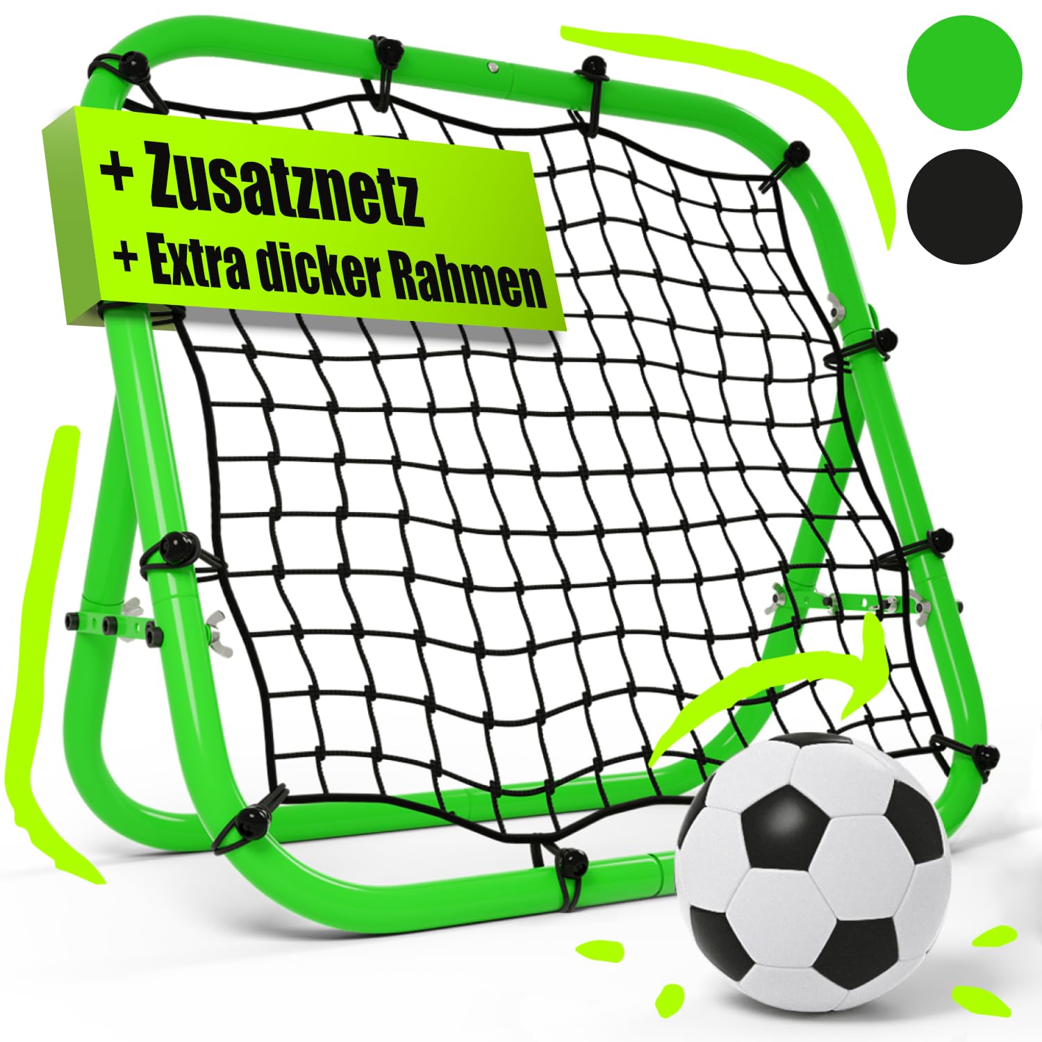 BENTSON Rebounder für Fußball Kinder und Profis I Inkl. Ersatznetz I Robuster Rahmen I Auch für Handball, Volleyball und Basketball I Rückprallwand Prellwand Fussball