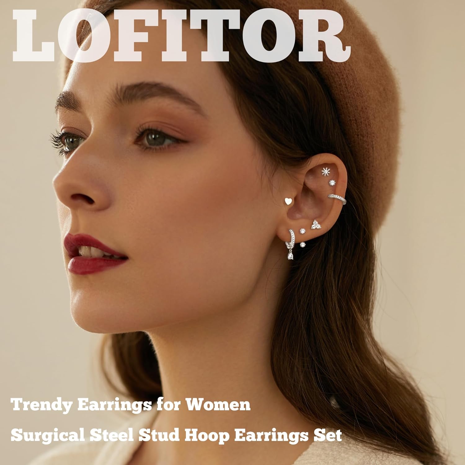 Gold Plated Flat Back Stud Earrings for Women Trendy Stacks Hypoallergenic Surgical Steel Stud Hoop Earrings Set For Multiple Piercing Stainless Steel Cartilage Screw Back Earrings Jewelry Gifts - Image 2