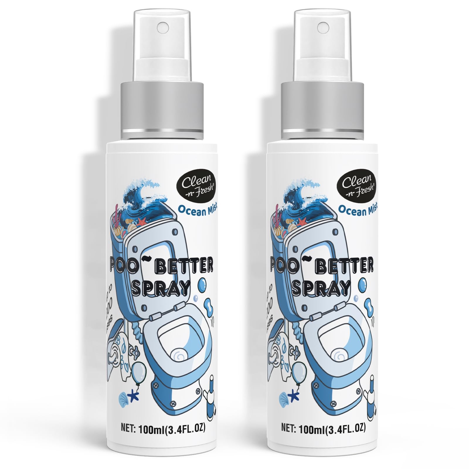 Clean-n-Fresh Toilet Spray Ocean Mist Air Freshener Bathroom Spray Toilet Bathroom Odor Deodorizer 6 8 Fl Oz -