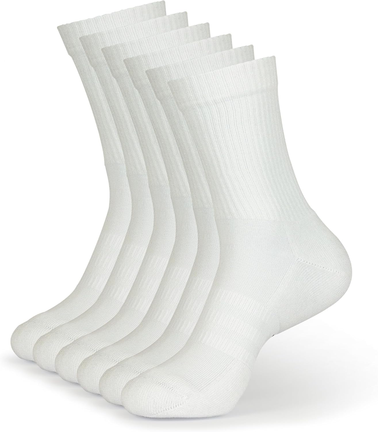 Geesy Bambus Tennissocken Herren Damen 6 Paar – Weiß, Atmungsaktiv, Geruchshemmend, Premium Sportsocken mit Flachnaht &amp; Leichter Kompression
