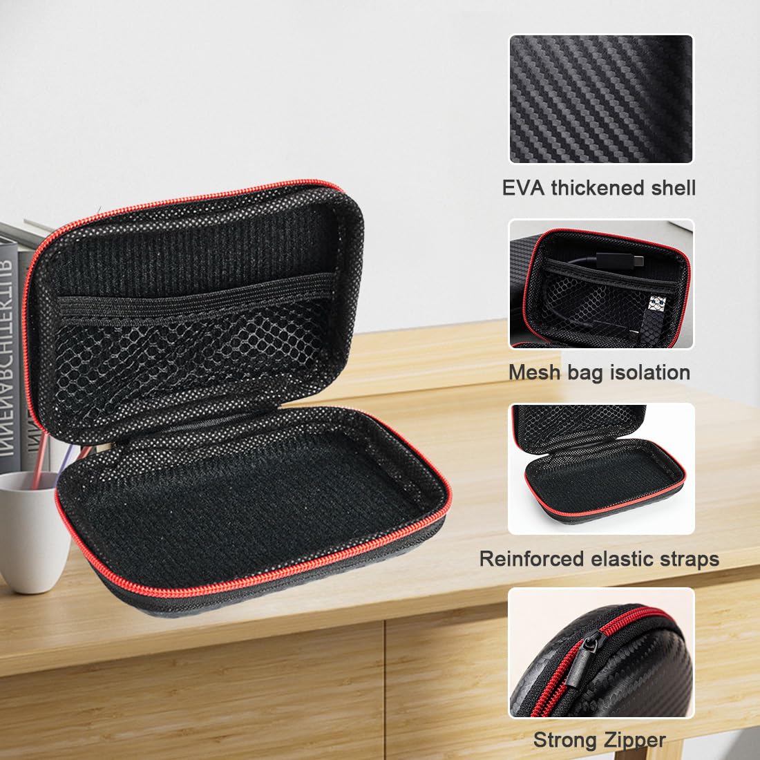 Pochette Disque Dur Externe AFCJLTO - Coque EVA Rigide 2.5" - Protection Antichoc