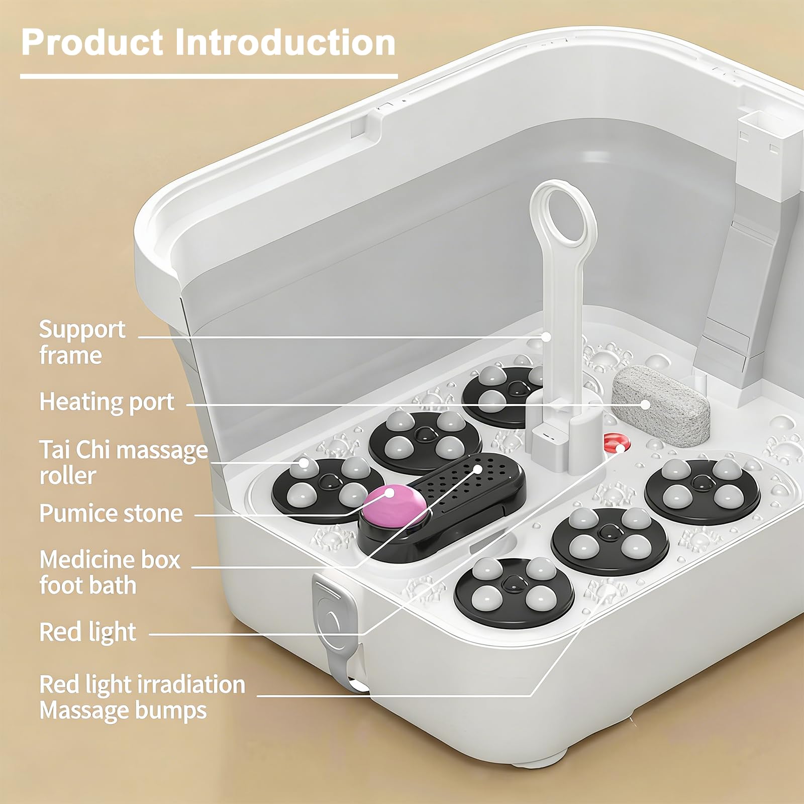 Idromassaggio per pediluvio Pieghevole con Calore, Touch Screen, Telecomando, rulli massaggianti, Timer, idromassaggio, Kit per Pedicure, pediluvio con Controllo della Temperatura, pediluvio