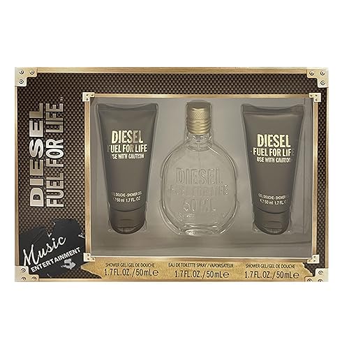 Diesel Fuel For Life Eau De Toilette de 1.7 onzas, 2 paquetes de geles de ducha de 1.7 oz