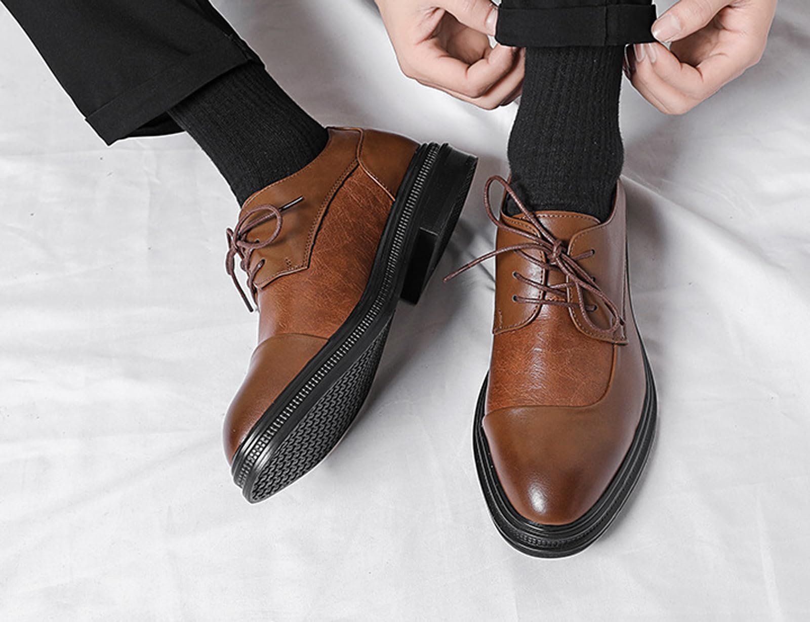Scarpe Derby Uomo con Suola Spessa Scarpe Formali per Ufficio E Matrimonio