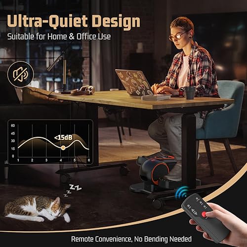 Miniatura 5 de ANCHEER Máquina elíptica para debajo del escritorio, máquina eléctrica con pedal sentado con 12 velocidades ajustables, silenciosa y portátil,