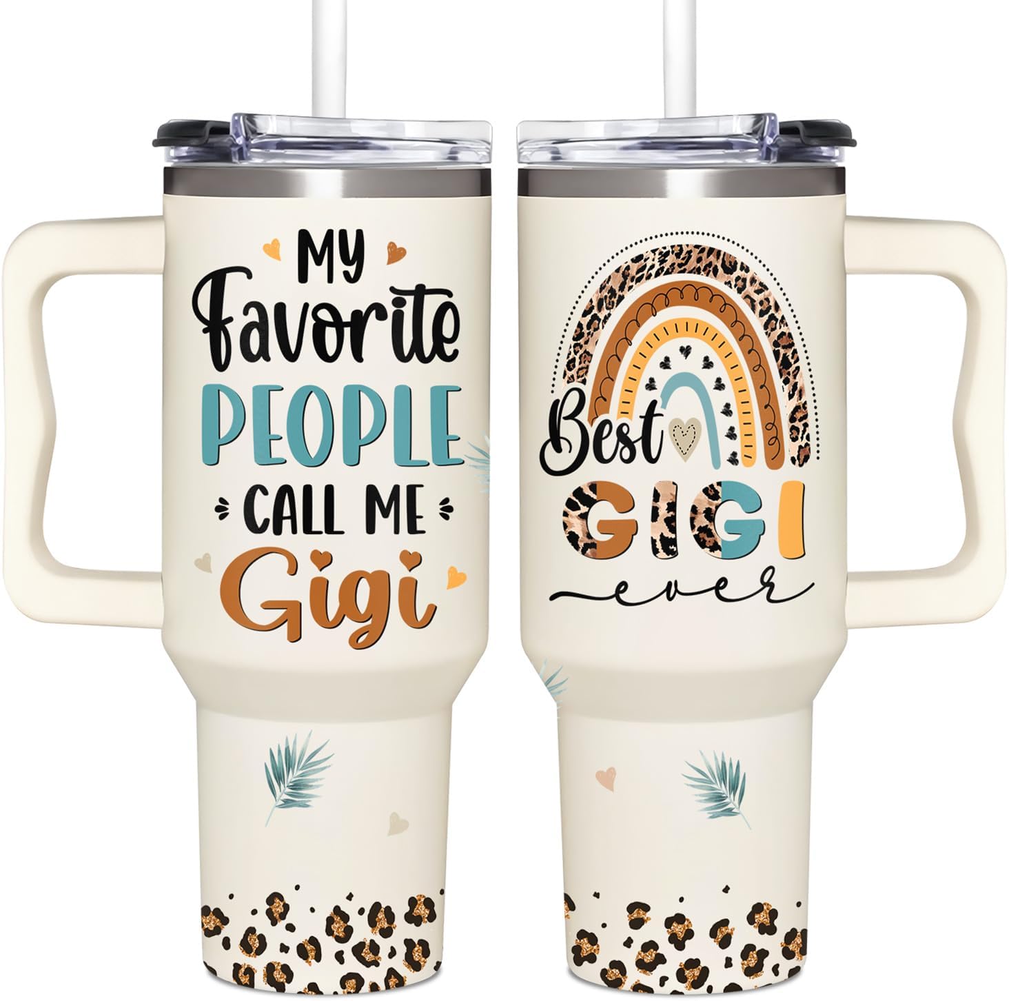 Gigi Gifts For Grandma - Mothers Day Gifts For Gigi - Birthday Gift, Christmas Gift For Grandma From Grandkids, Grandchildren - 40Oz Insulated Tumbler Handle With Lid & Straw