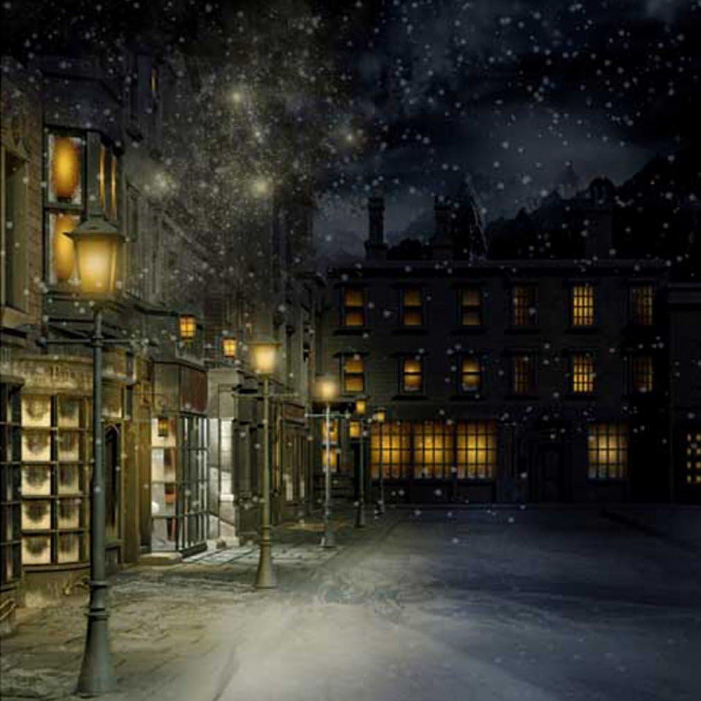 Amazon Co Jp 6 X 6フィート 冬 街 道路 風景 背景 雪の結晶 飛ぶ 明るい街 ライト 建物 夜 街 背景 写真 スタジオ クリスマス Electronics