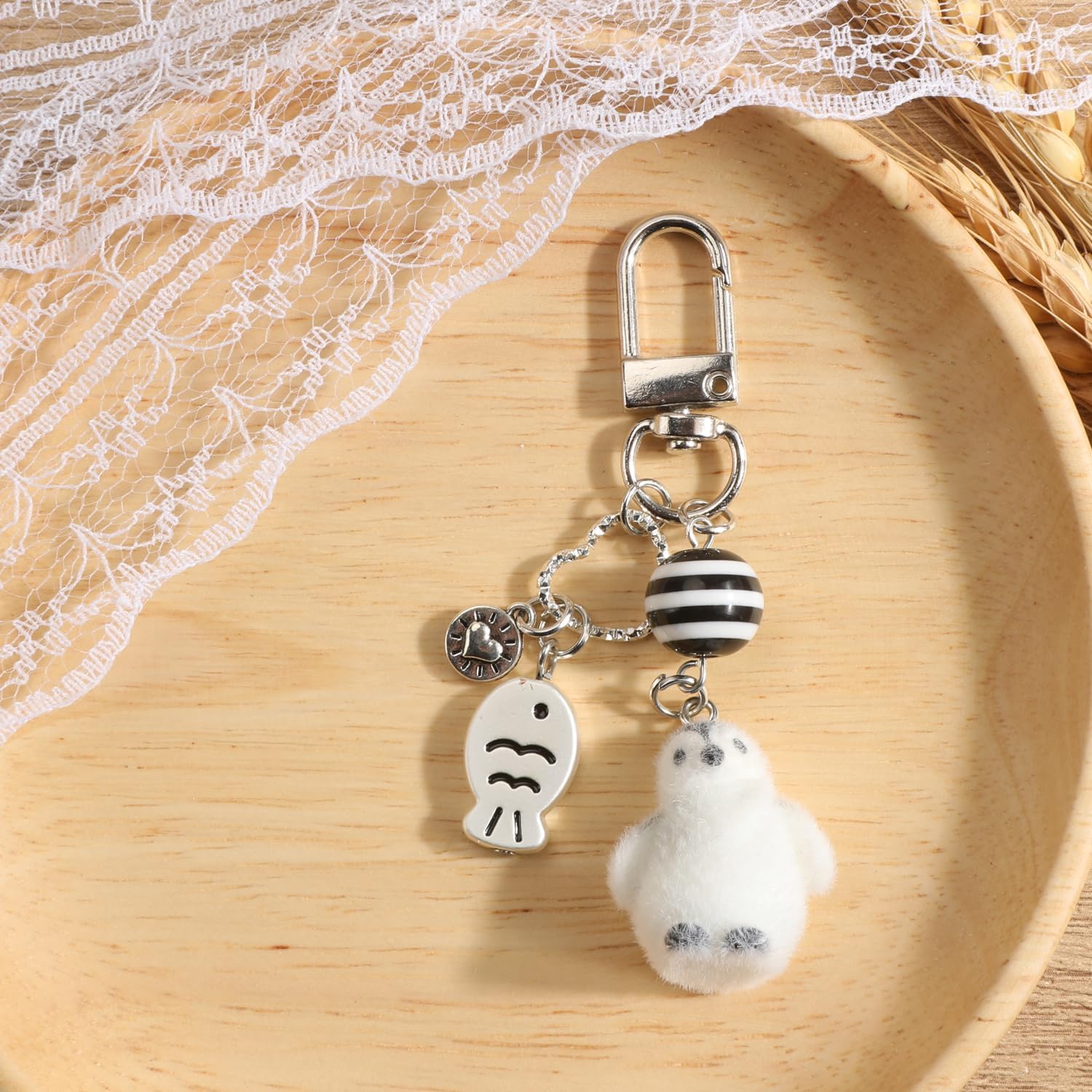 Animal Keychain Beaded Keychain Y2K Accessories Penguin Sea Otter Fox Dog Gifts for Women Birthday Christmas image 2