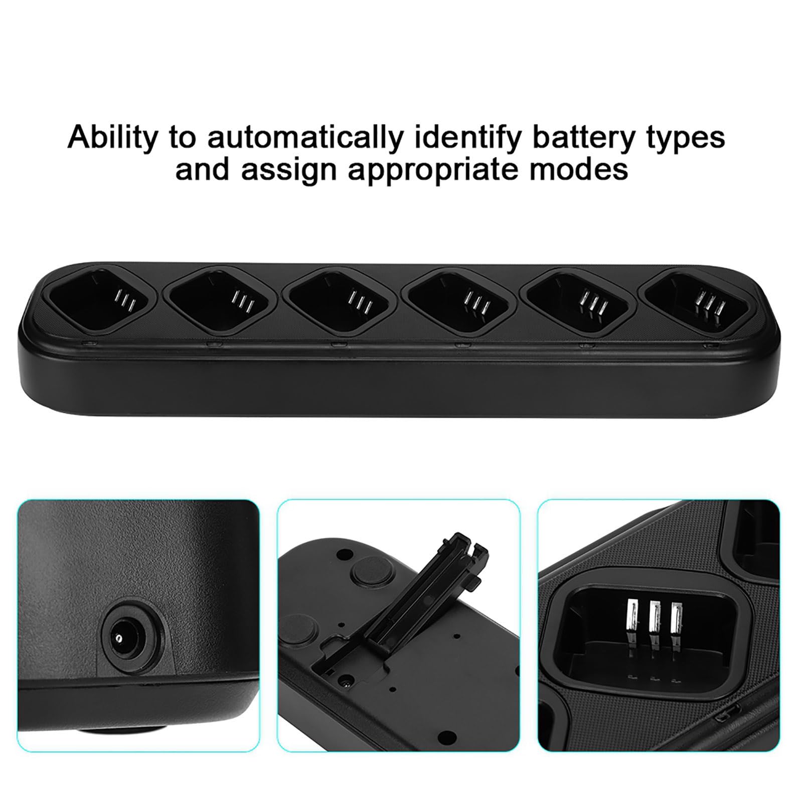 Cargador de Seis Vías, Adaptador de Corriente para GP328/338 GP360, con Identificación Automática de Batería de Protección Múltiple (Enchufe Europeo 110-240 V)