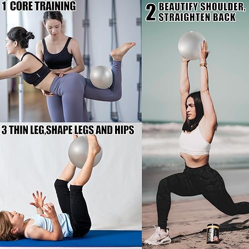 Miniatura 4 de Pelota de ejercicio pequeña antiestallido, antideslizante, estabilidad de 9 pulgadas con popote inflable, mini pelotas de pilates, ideal para yoga,