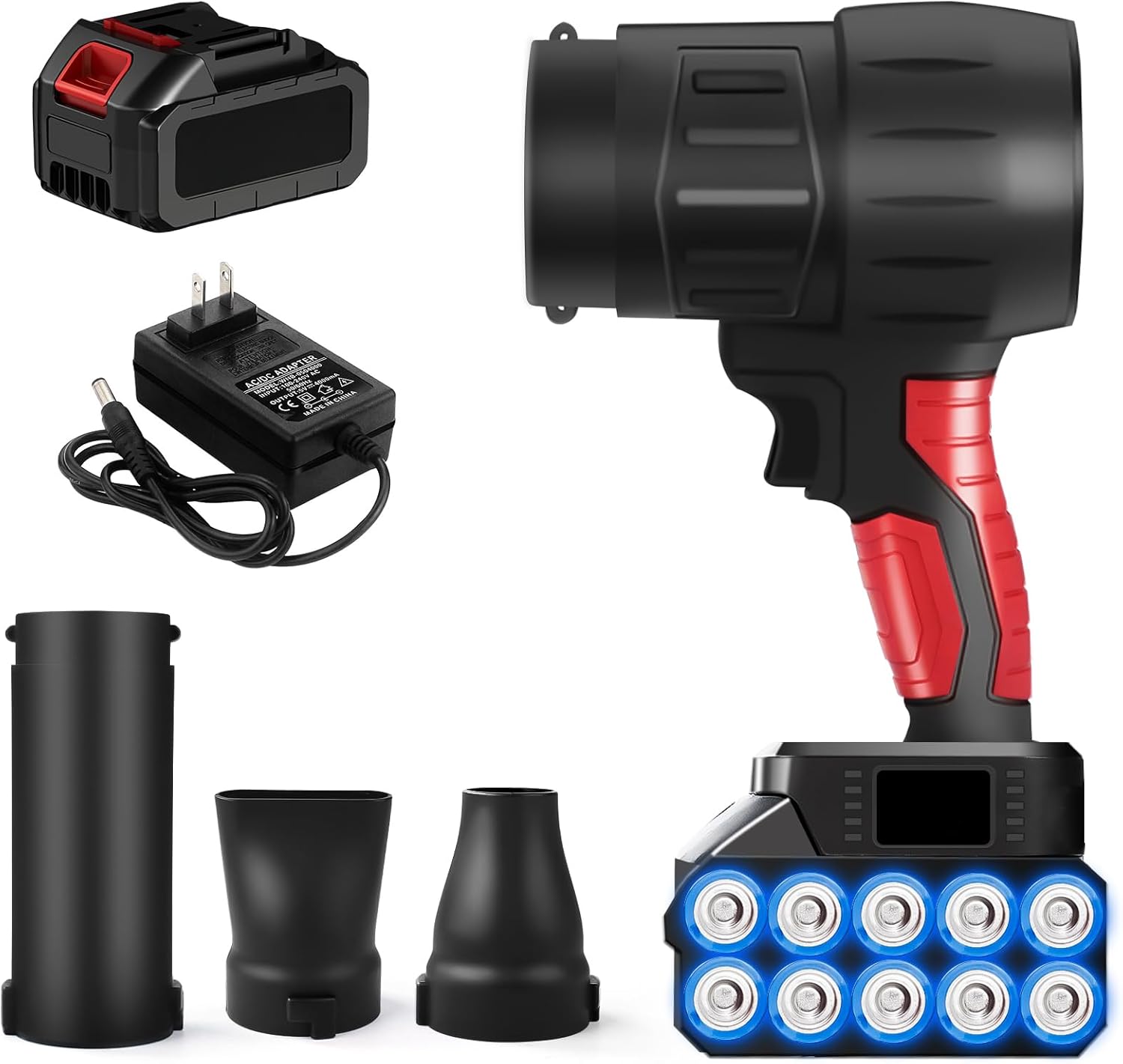 Hand held Blower, 35000rpm Cordless Leaf Blower with Turbo Blower with Battery and Charger, 3 Nozzle Accessories for Lawn Care, Garage, Patio, Car