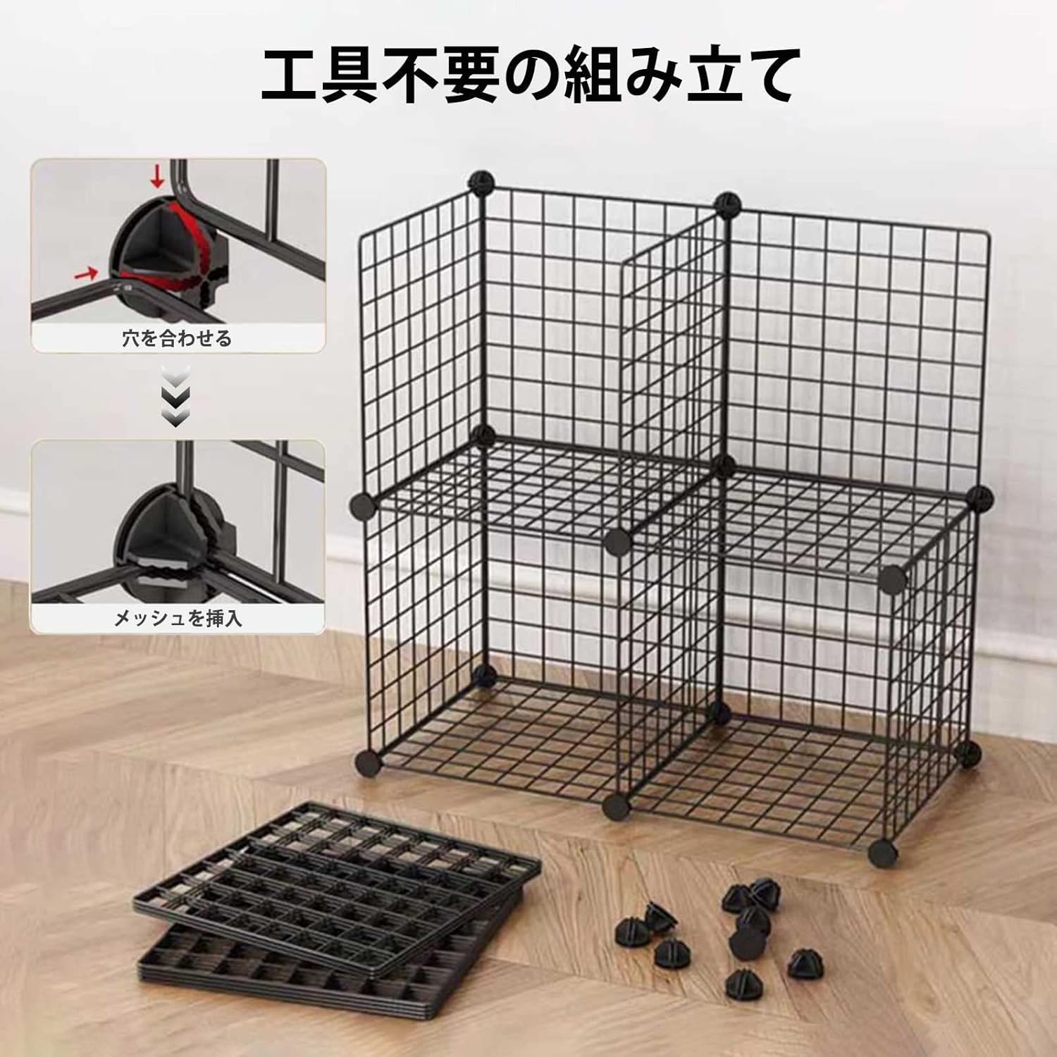 Cat Cage - Cat Cage Playpen 2-Tier Cat Cages Indoor Large with Litter Box,Folding Metal Cat Crate with Roof and Door - DIY Pet Enclosure for Rabbit,Guinea Pig,Chinchilla,Pink