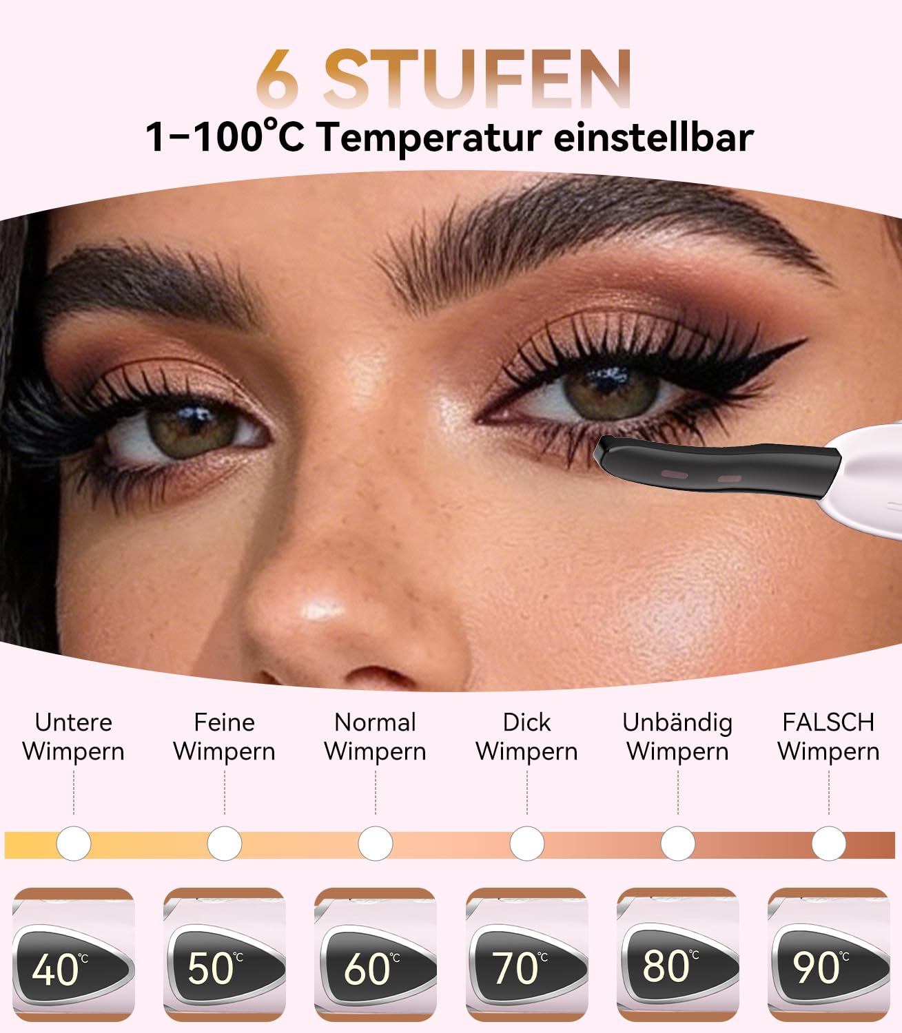 Wimpernzange Beheizbar 【10s Schnellheizung – 24h Halt】【3D-Präzisionsbogen – Perfekt für jede Augenform】Beheizbare Wimpernzange Mit Speicherfunktion & Verbrühungsschutz – Ideal für Anfänger JMJ-0307