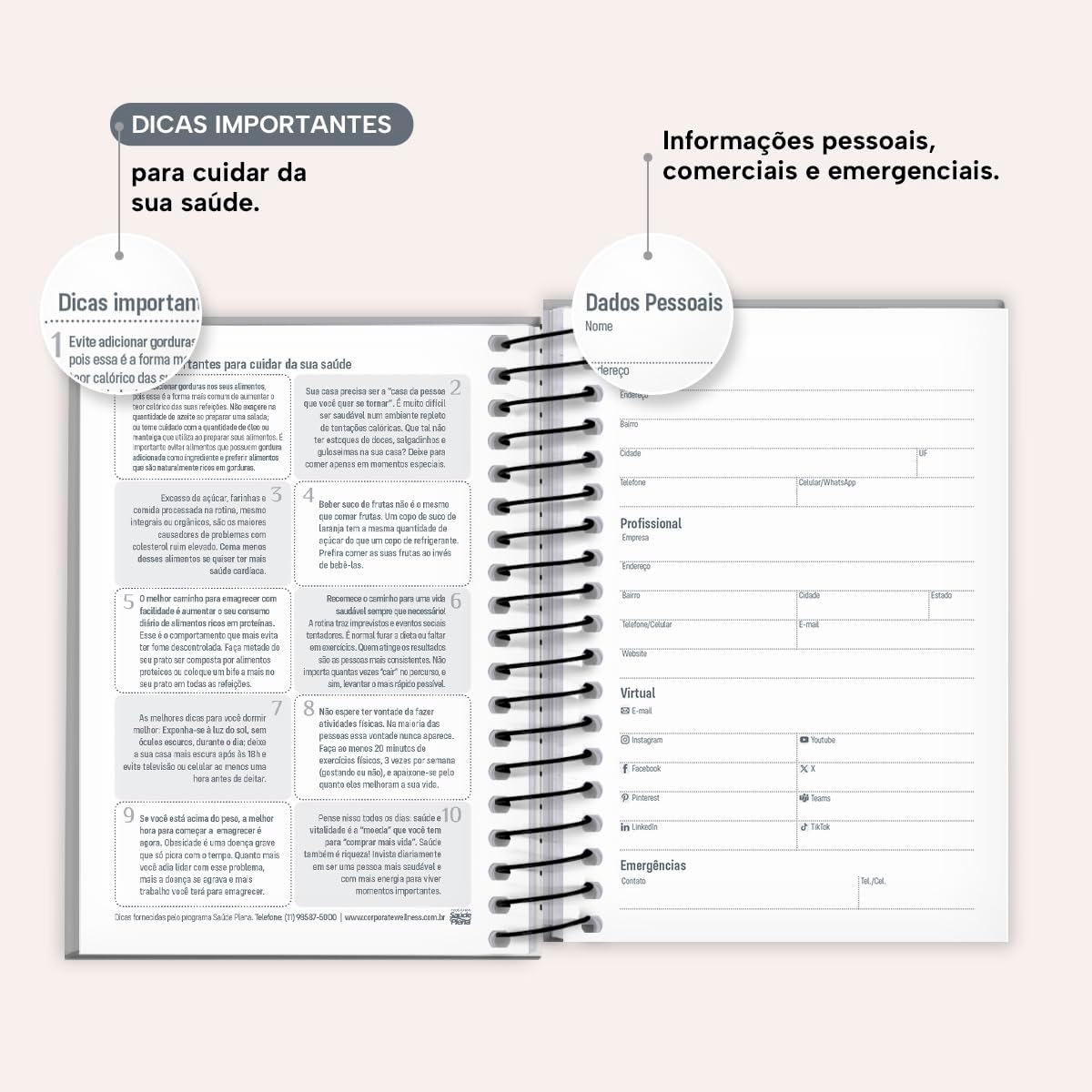 Agenda Mini 2026 Capa Dura Floral Sakura Rosa Claro