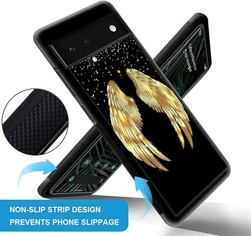 Miniatura 3 de CARLOCA Funda compatible con Google Pixel 6, fundas doradas de alas de ángel para Google Pixel 6, diseño gráfico de moda, a prueba de golpes,