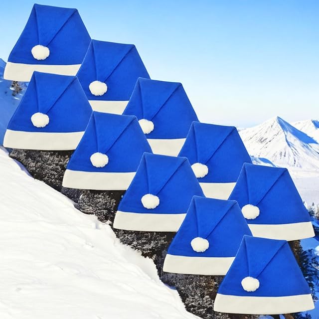 Foto 6 de 8 de Lote de 10 Gorros de Navidad Gorro de Invierno Papá Noel Felices azul M1