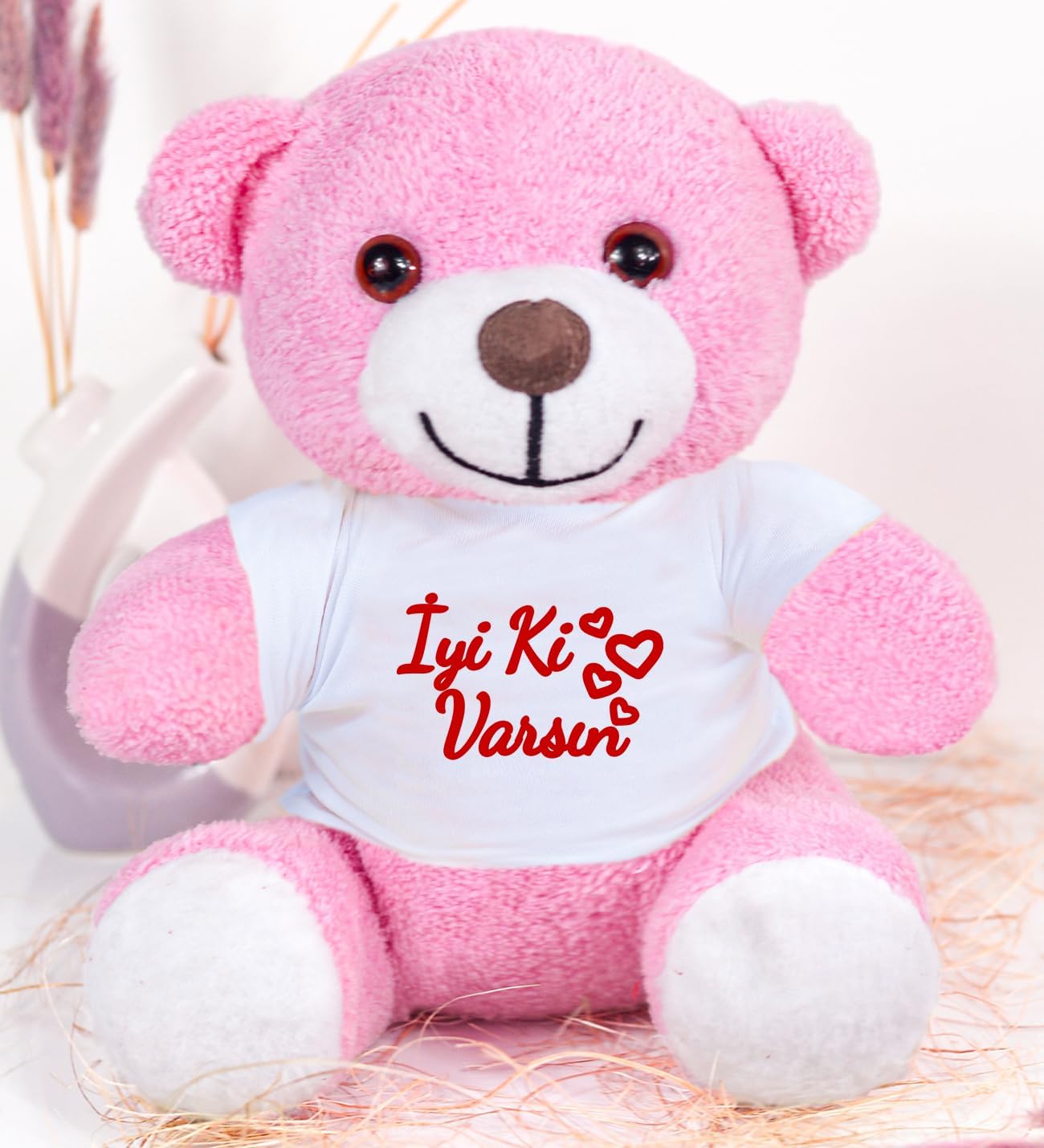 Özgüner Oyuncak 20-25 cm Tişörtlü Pelüş Ayıcık, 20 cm Teddy Bear, Yumuşak Ayıcık, Sevgiliye Hediye,Ayı Teddy,Peluş Ayıcık,Plush Toys,Oturan ayı,Ofis Hediyesi,Renkli Ayıcık,İyi ki Varsın,Tişörtlü,Ayıcık (PembeAyı)