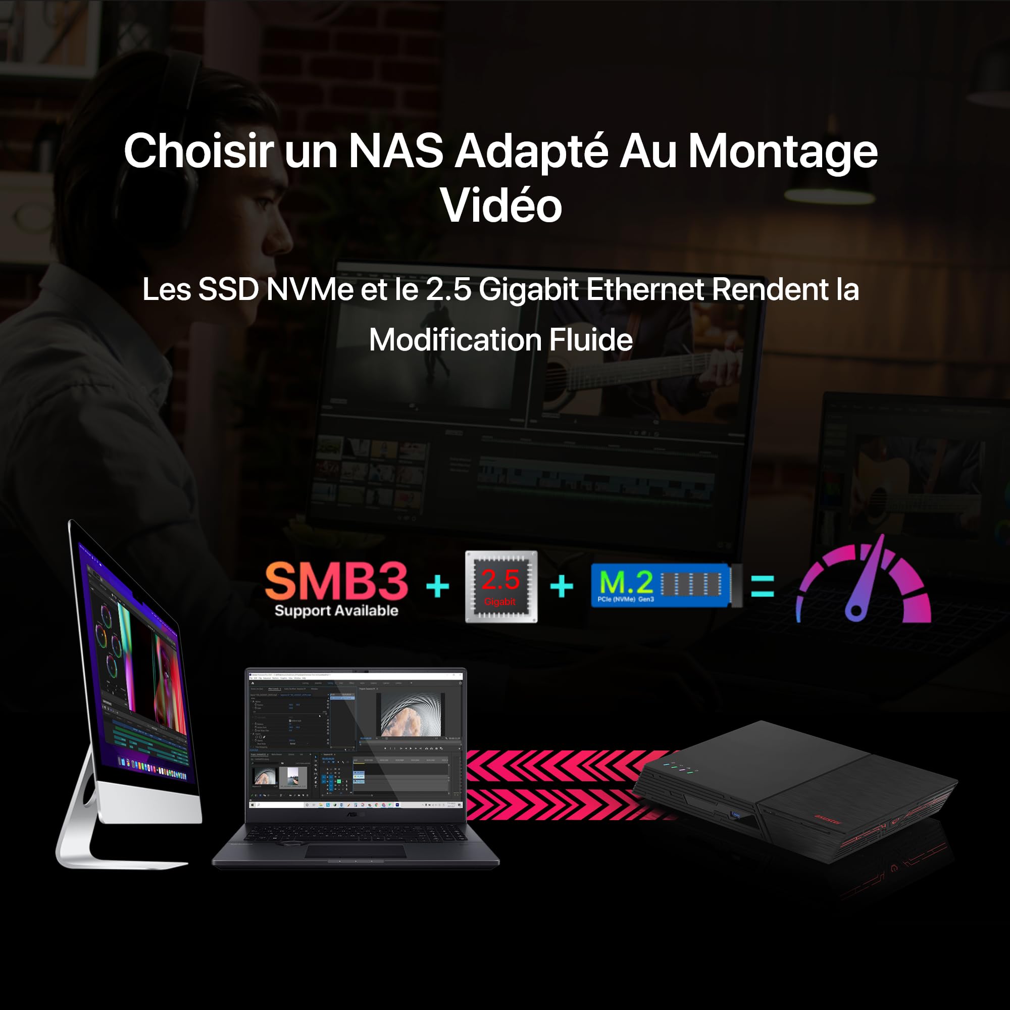Asustor Flashstor 6 FS6706T - Serveur NAS Tout-SSD 6 Baies, 4 Coeurs 2.0GHz, 6 emplacements SSD M.2, Deux Ports 2.5GbE, 4GO RAM DDR4, Serveur de Stockage en réseau (sans disques)