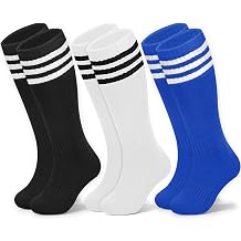 YSense Kids Soccer Socks for Girls Boys | Long Cotton, Soft Athletic, Baseball Softball Football, Knee High Calf Tube Socks, Stockings for School Sports Outdoor