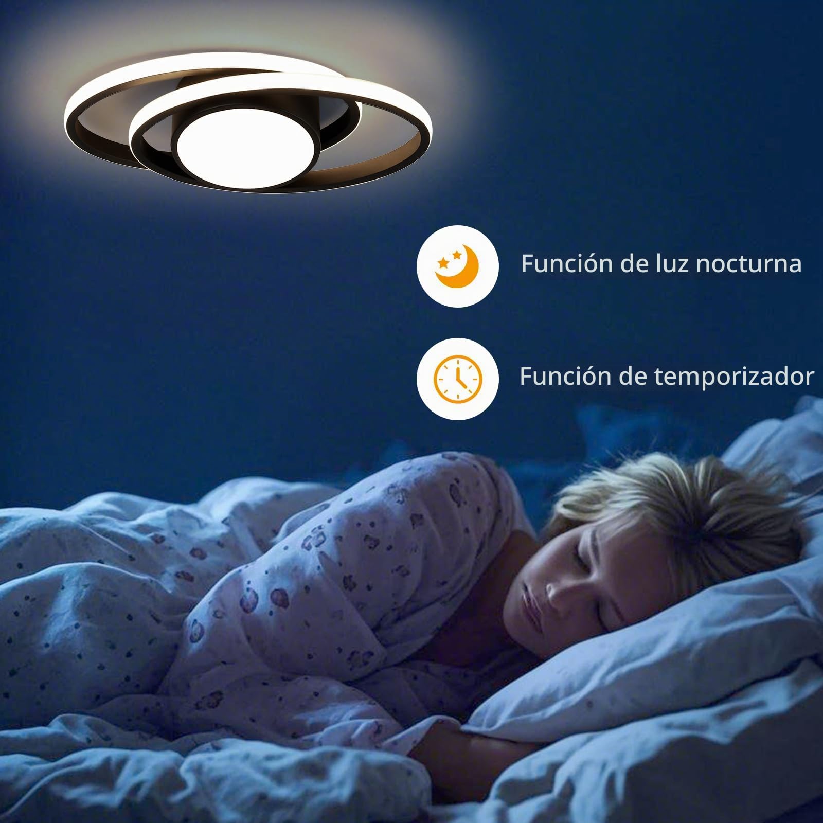 39W Plafon LED Techo Regulable con Mando/APP 3000K-6500K, Negro | 39W 4387LM LED Lámpara de Techo con Mando/APP, Luz de Techo Moderna 3000K-6500K para Salón Dormitorio Cocina Comedor, 38.5CM