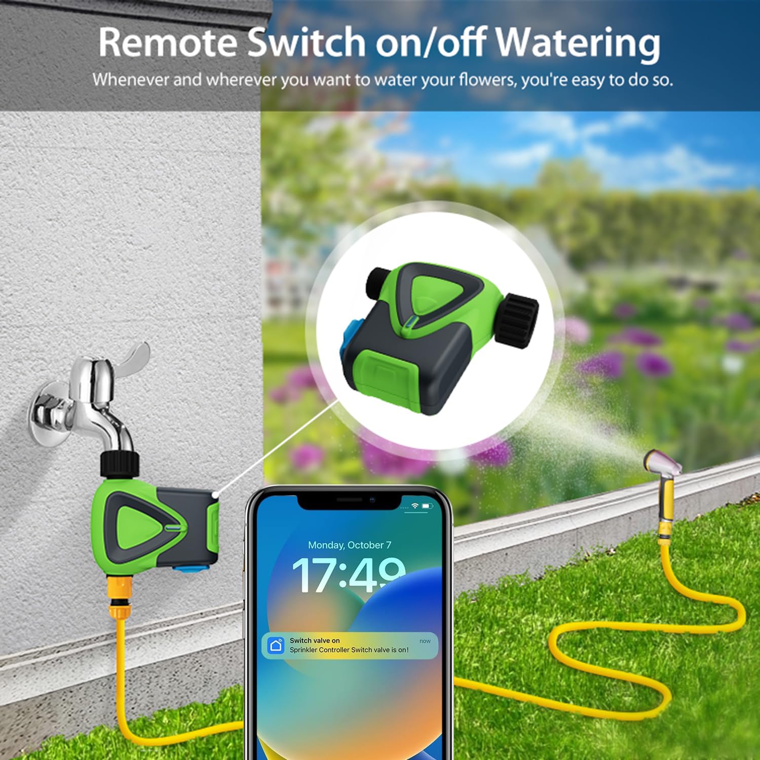 Komputer nawadniający Wi-Fi: inteligentny timer nawadniania z aplikacją Tuya, opóźnienie deszczu, automatyczny timer podlewania do ogrodu, na balkon, kompatybilny z Alexa i Google Assistant