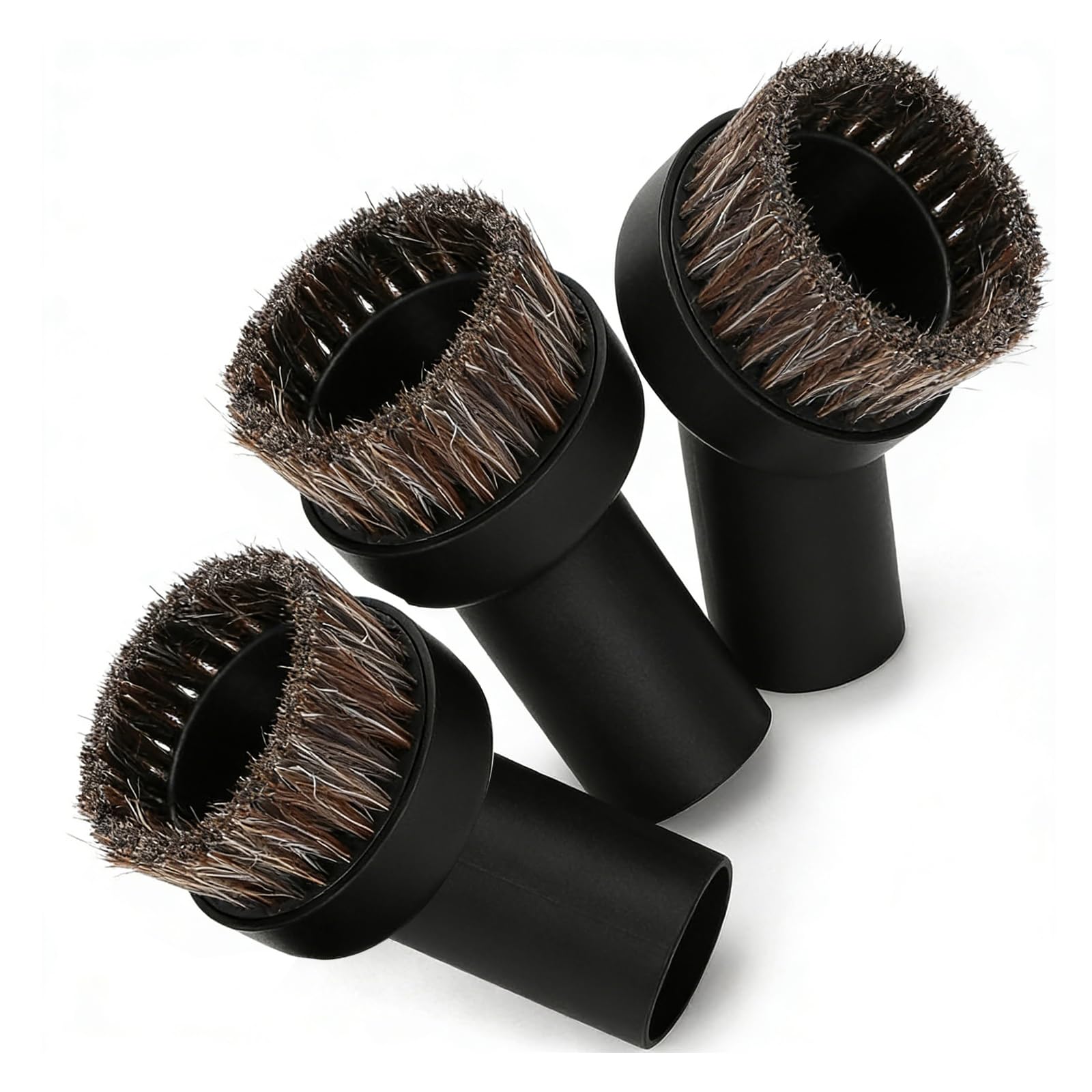 Treetribe Black 3 Pack 32Mm Horse Hair Round Brush,Round Dusting Brush Applicable For Henry Hetty Attachments,Replacement Universal Round Horse Hair Dusting Suction Nozzle Cleaner Dust Brush Tool