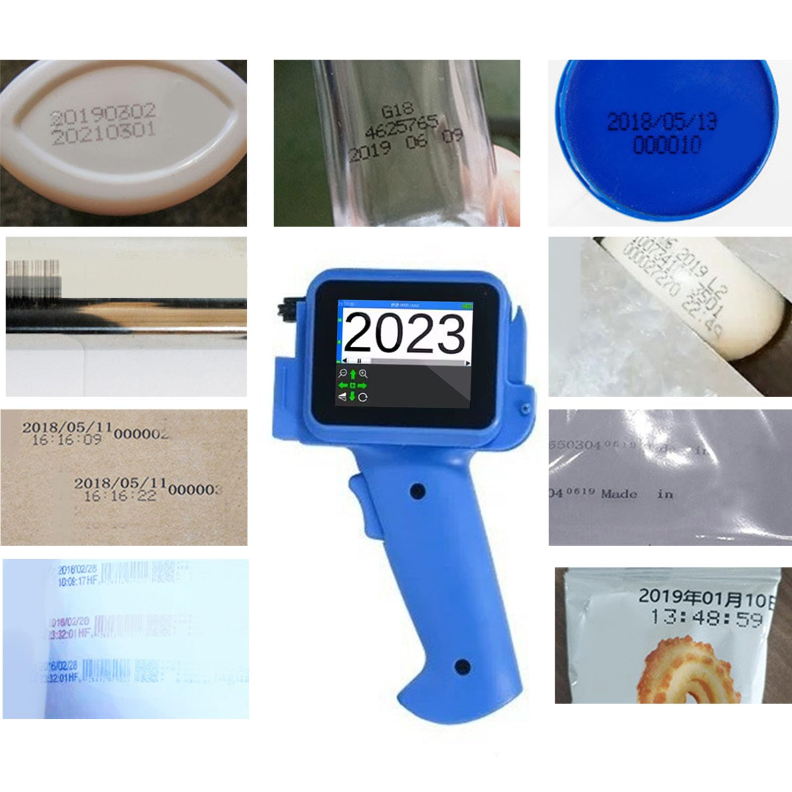Hyuduo Impresora de Inyección de Tinta de 12.7 Mm con Pantalla Resistente Inteligente de 2.4 Pulgadas 600 DPI y Cartucho de Tinta Negra de 42 Ml para Cartón de Plástico de Cartón