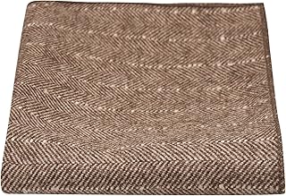 Saddle Brown Herringbone with Pinstripe Pocket Square, Handkerchief, Tweed