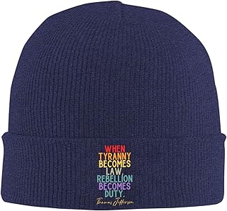 When Tyranny Becomes Law, Rebellion Becomes Duty, Thomas Jefferson Quote Winter Beanie Hats for Men,Knitted Skull Cap