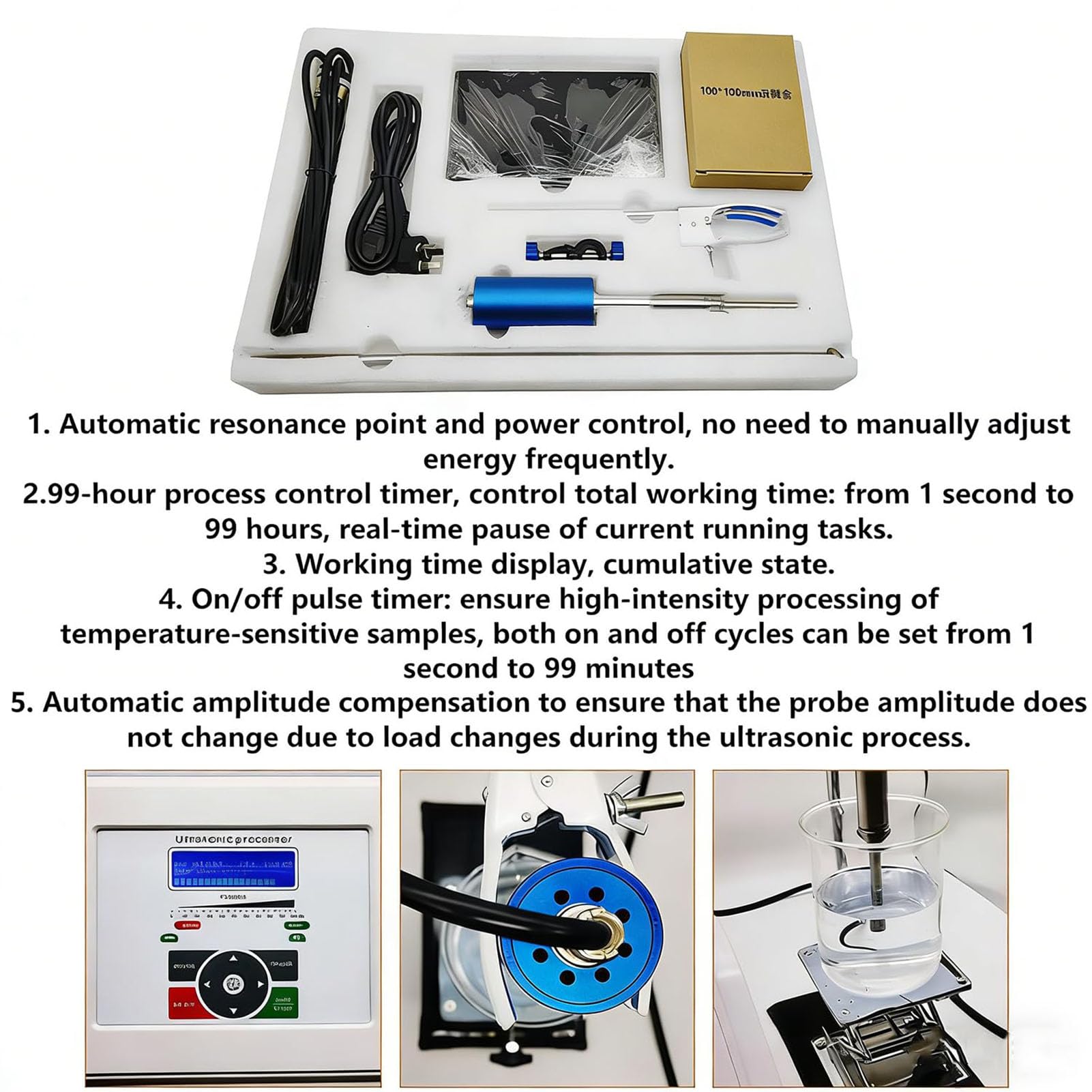 Ultraschall Homogenisator Sonicator 800W Digitaler Zelldisruptor mit Impuls-Timer zur Emulgationsdispersion