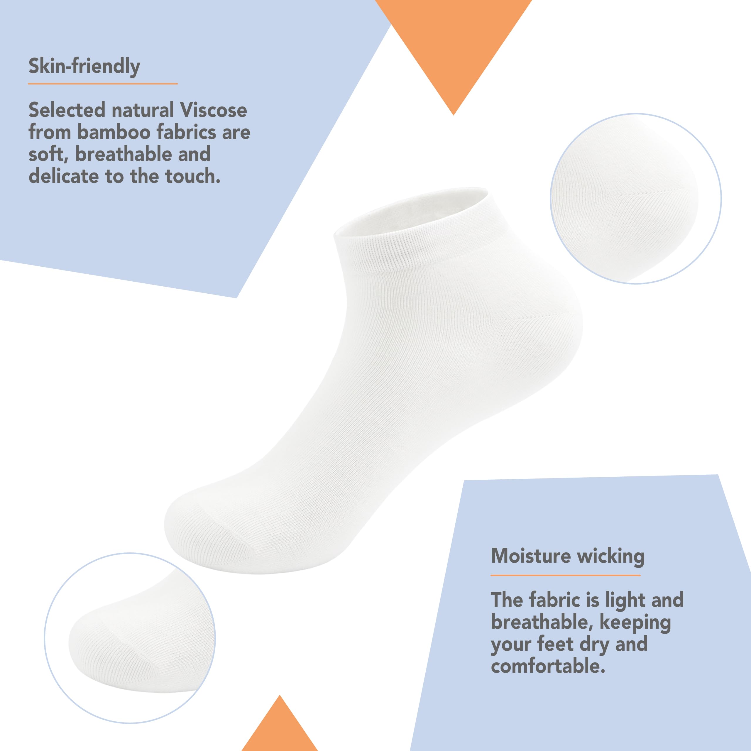 SERISIMPLE Viscose Bamboo School Socks Ankle Super Soft Kids Socks Stretch Cuffs Athletic Socks Odor Resistant Anti-odor 5 Pairs (Large, White)