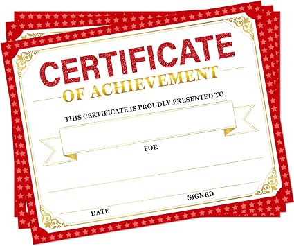 30 Pieces Certificate of Achievement Student Awards Certificates Paper Month Certificates 8.5 x 11 Inch Red
