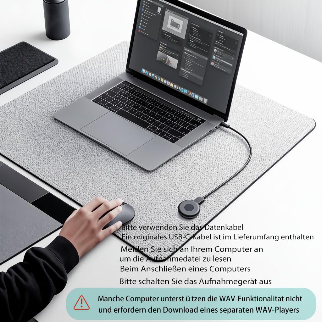 Diktiergerät Mini,64 GB Speicher Diktiergerät | Aufnahmegerät, Wiederaufladbar Über USB, Sprachaktivierung, Mit Mikrofon, Für Meetings und Interviews(0.2)