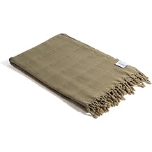 Stonewashed Turkish Cotton Bath and Beach Towel - Green Khaki | 100% Organic, Thin, Soft, Lightweight, Absorbent, Quick-Drying, Large Peshtemal, Sand-Resistant for Shower, Pool, Spa, Travel