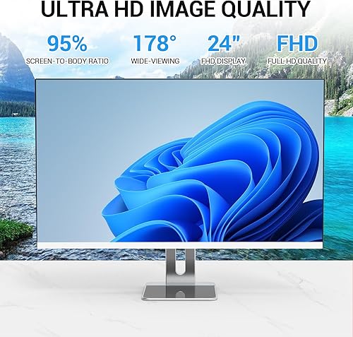 Miniatura 5 de Computadora de escritorio todo en uno FHD de 24 pulgadas, N5095 8 GB de RAM, SSD de 512 GB, Intel Quad-Core, teclado y mouse con cable, altavoz RGB,