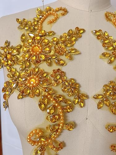 Vista 44 de Disfraces de costura, parches y apliques de encaje, adorno de decoración de pecho con cristales acrílicos de cristal, diamantes de imitación