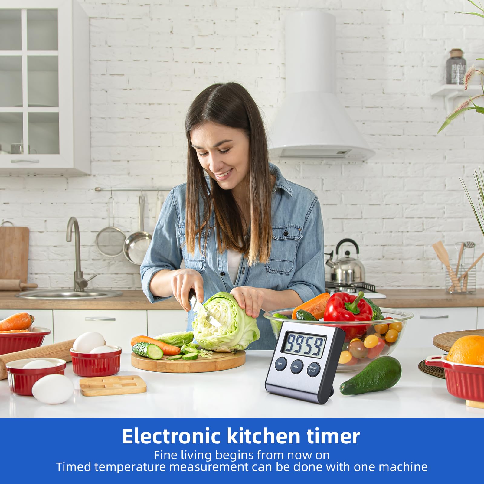 Timer da cucina digitale magnetico con ampio display LED, timer per il