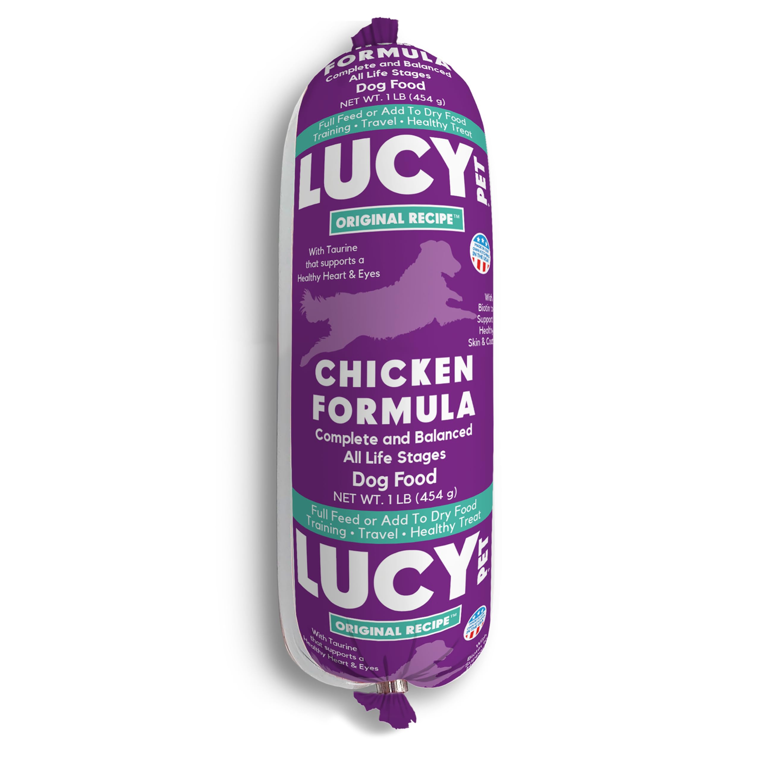 Lucy Pet Products Chicken Formula Dog Food Roll 1 lb, Meaty, Semi-Moist Dog Food (100600073)