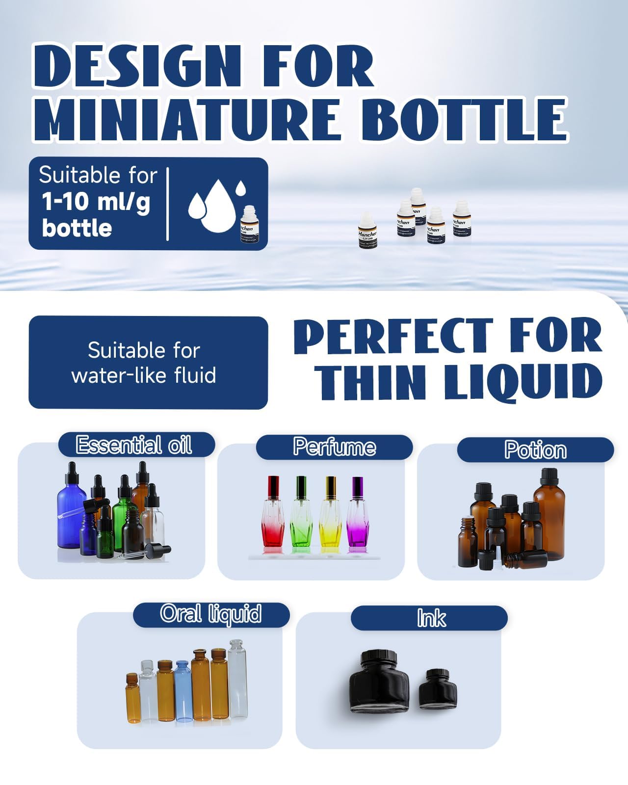 Hanchen 1-50ml Macchina di Riempire Liquidi (Precisione 0,1ml) Riempitrice per Bottiglie Macchina con Pompa Peristaltica Pesatura Riempitrice per Olio Essenziale, Liquido Orale, Profumo, Flacone Spray