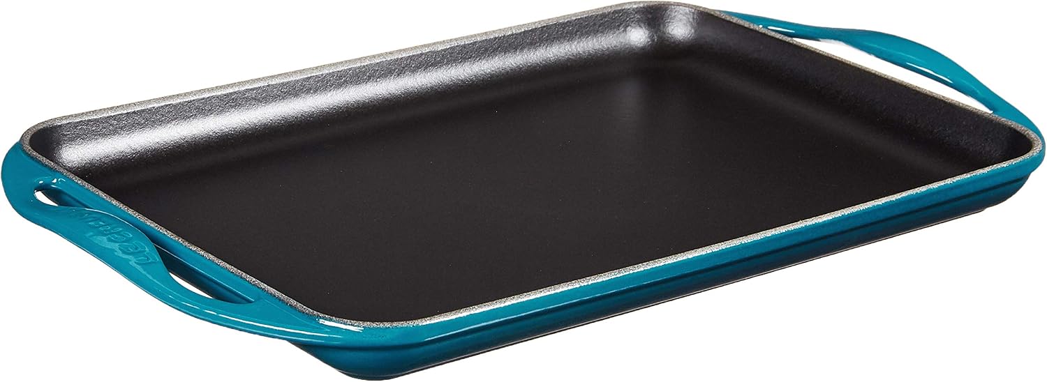 Le Creuset Enameled Cast Iron Rectangular Skinny Griddle, 13" x 8.5", Deep Teal