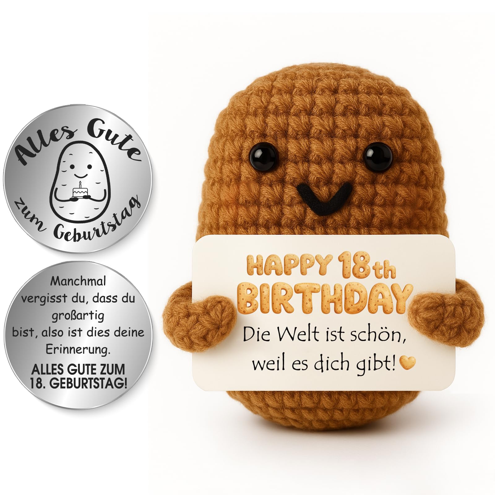 Tixlux Pocket Hug Positive Kartoffel, Kreative Strickwolle Kartoffel Figur und Kleine Umarmung Glücksbringer, Mutmacher Geschenk, Gute Besserung, Einschulung Geschenk