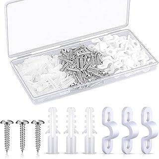 Wire Shelf Loop Clips White Plastic Shelf Clips Screws and Expansion Tubes for Wire Shelving (120)