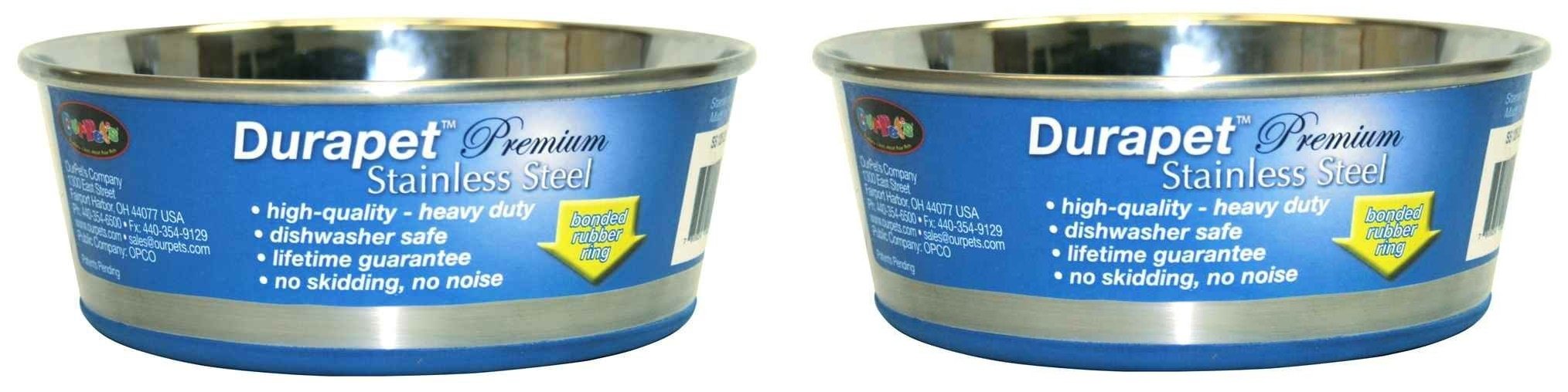 (2 Pack) Durapet Stainless Steel Dog Bowls - 1.25 Quart