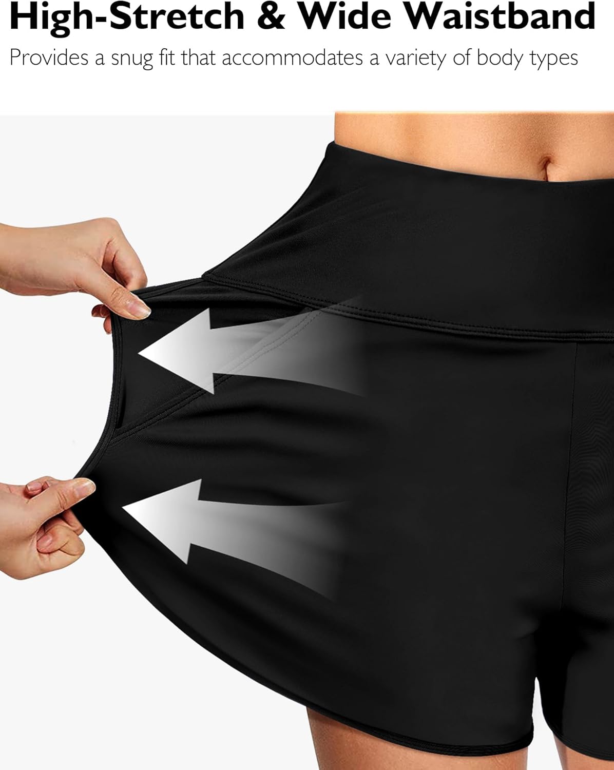 Women's Quick-Dry 5" High-Waisted Swim Board Shorts – Beach Shorts with Liner and Pockets for Swimming - Image 6