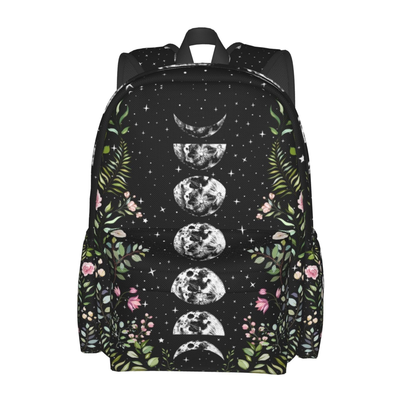 MOLIAN Floral Lunar Night Sky Moon Eclipse Stylish Backpack With Adjustable Padded Shoulder Straps Daypacks For Girls College Travel